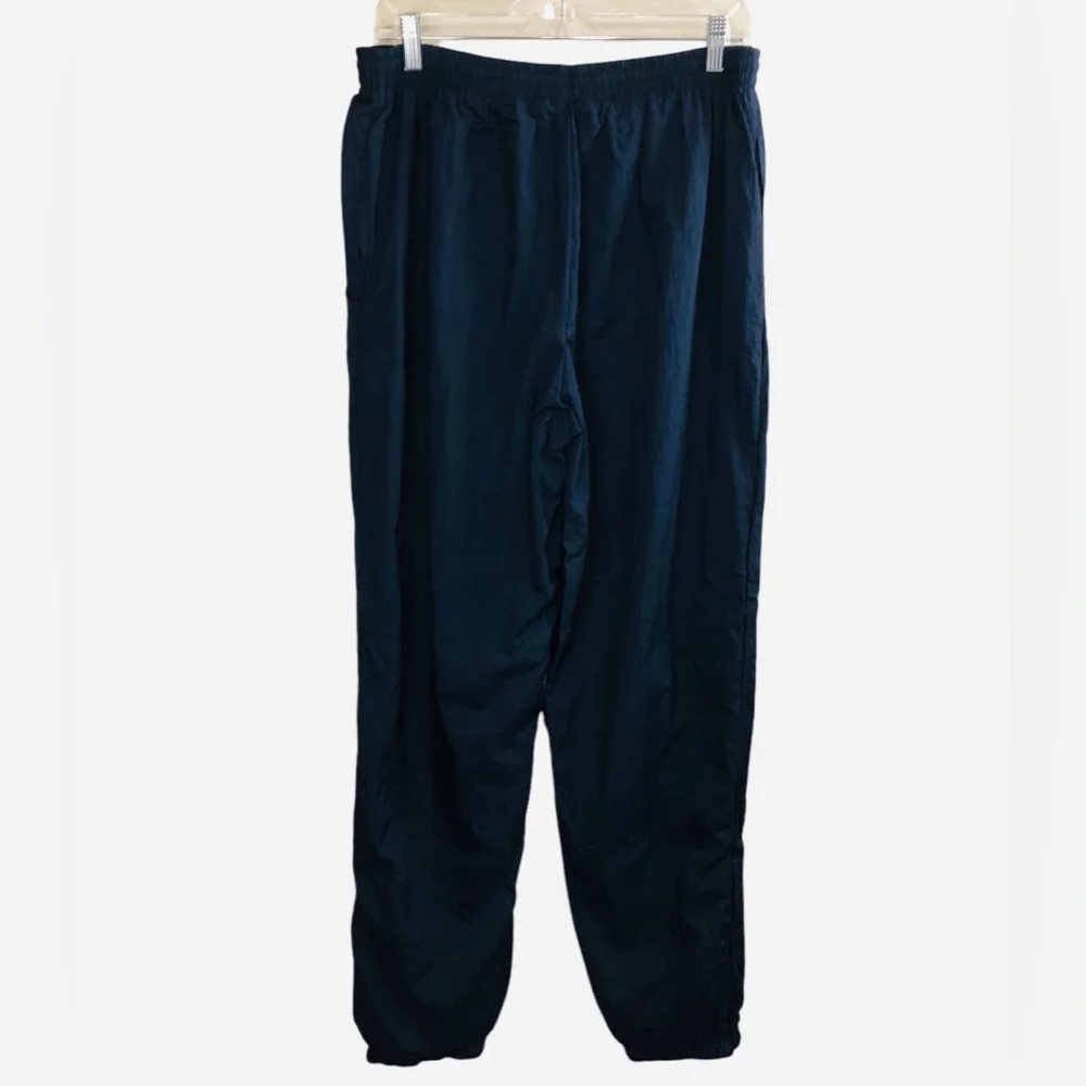 Vintage 90’s Y2K Reebok Lined Ankle Zip Joggers Athletic Track Pants Navy Unisex